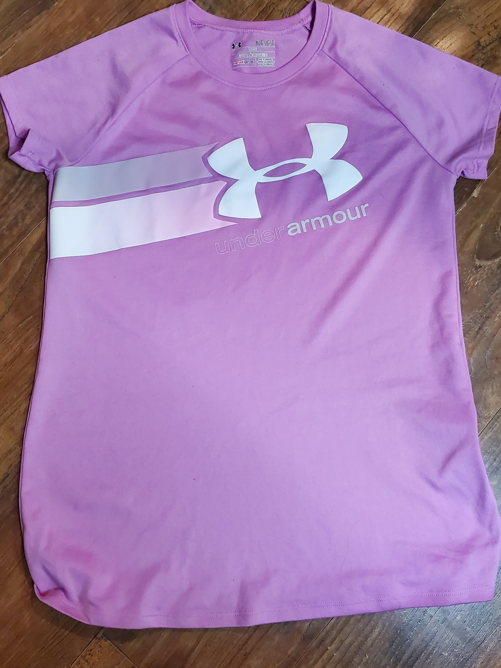 Under Armour Girls Lavender-Pink Active Tee with White Logo